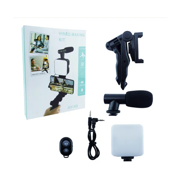 Estabilizador 3 en 1 para Smartphone - Trípode, Micrófono y Luz LED - Imagen 2