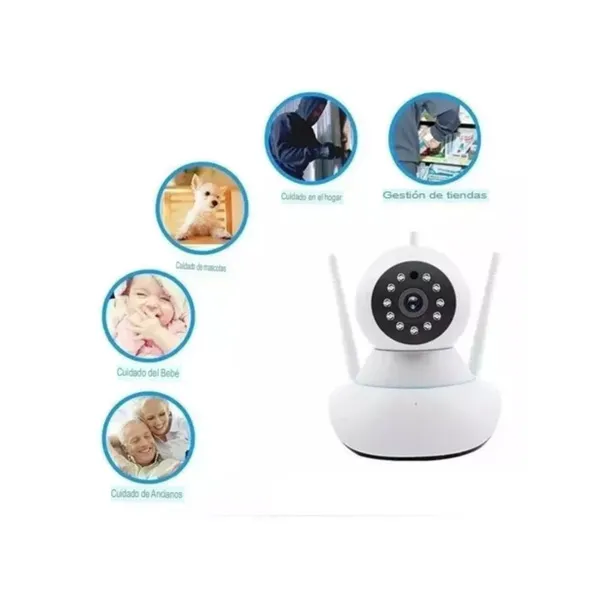 Cámara de Seguridad 360° Triple Antena - Visión Nocturna Full HD - Imagen 2