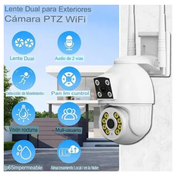 Cámara WiFi 1080P Doble Lente - Visión 360° & Visión Nocturna - Imagen 3