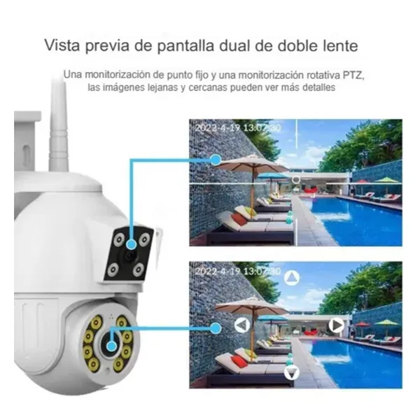 Cámara WiFi 1080P Doble Lente - Visión 360° & Visión Nocturna - Imagen 2