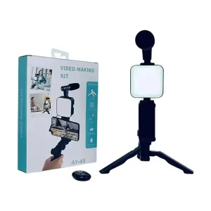 MC Kit Mini Estudio de Video Pro | Estabilizador + Luz + Micrófono + Control Remoto