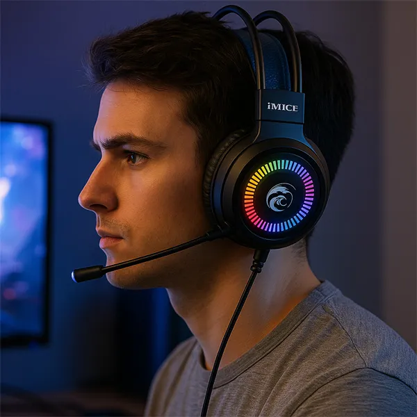 Audífonos Gamer iMice RGB - Sonido Envolvente & Micrófono Direccional - Imagen 2