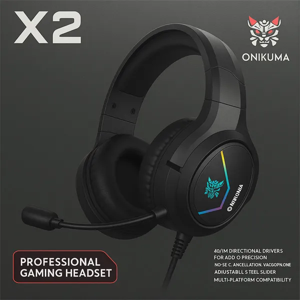 Onikuma X2 RGB - Audífonos Gamer con Micrófono & Sonido Envolvente - Imagen 2