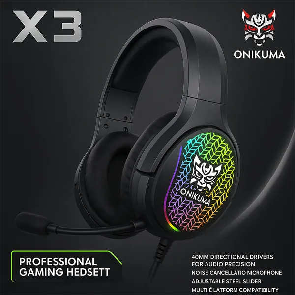 Audífonos Gamer Onikuma X3 RGB - Micrófono Desmontable & Sonido 7.1 - Imagen 2