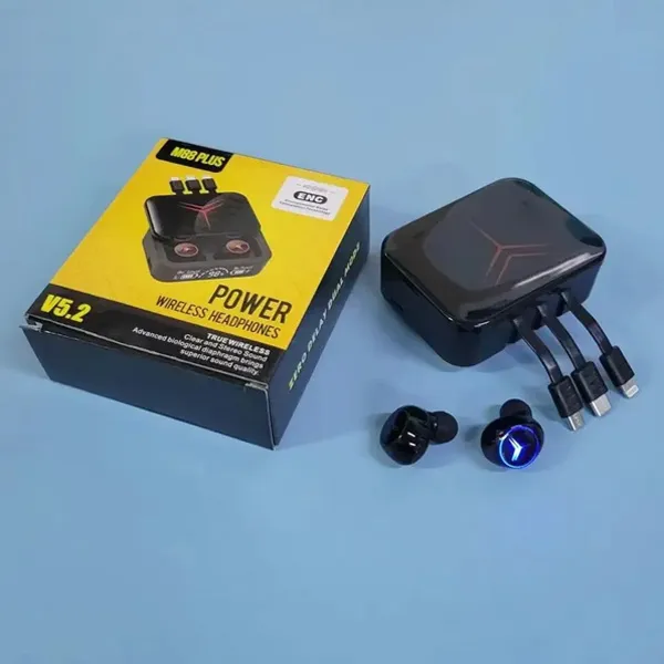 Power Bank M88 Plus con Auriculares Bluetooth | 3 Puertos USB, Pantalla Digital, Resistente al Agua - Imagen 2