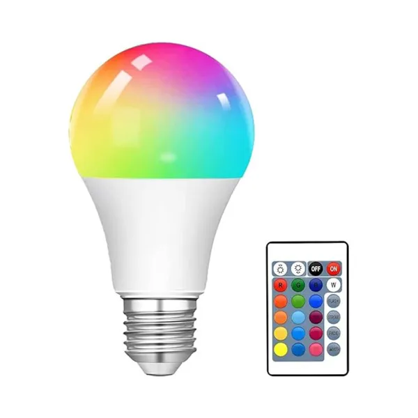 Ampolleta RGB Smart con Control Remoto | 16 Millones de Colores, Luz Cálida, Efectos y Memoria