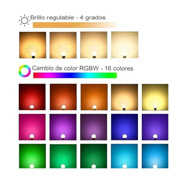 Ampolleta RGB Smart con Control Remoto | 16 Millones de Colores, Luz Cálida, Efectos y Memoria - Imagen 2